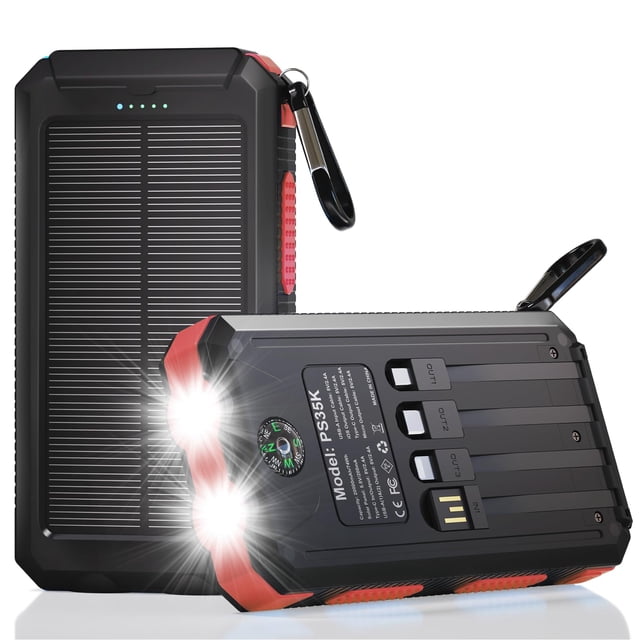 Cargador solar Durecopow de 20000 mAh con 3 puertos y carga rápida