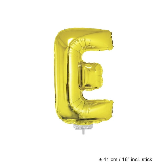 Balloon on Stick - 16 Gold Letter E
