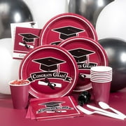 Burgundy Paper Graduation Party Tableware Set