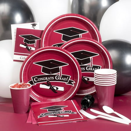 Burgundy Paper Graduation Party Tableware Set