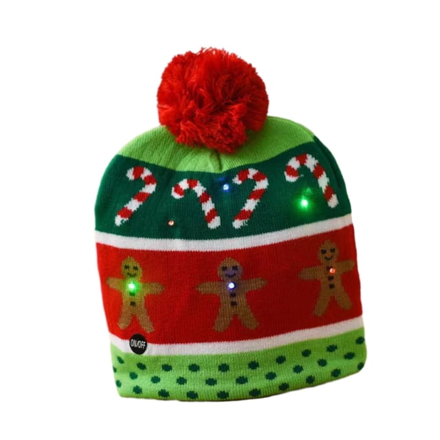 Tuque de Noël Décontractée en Tricot, Bonnet Chandail pour Intérieur Extérieur Nouvel An gingerbread Man