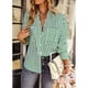 thumbnail image 2 of Blusa a rayas para mujer con botones y bolsillo con cuello en V y manga larga para uso diario, 2 of 6