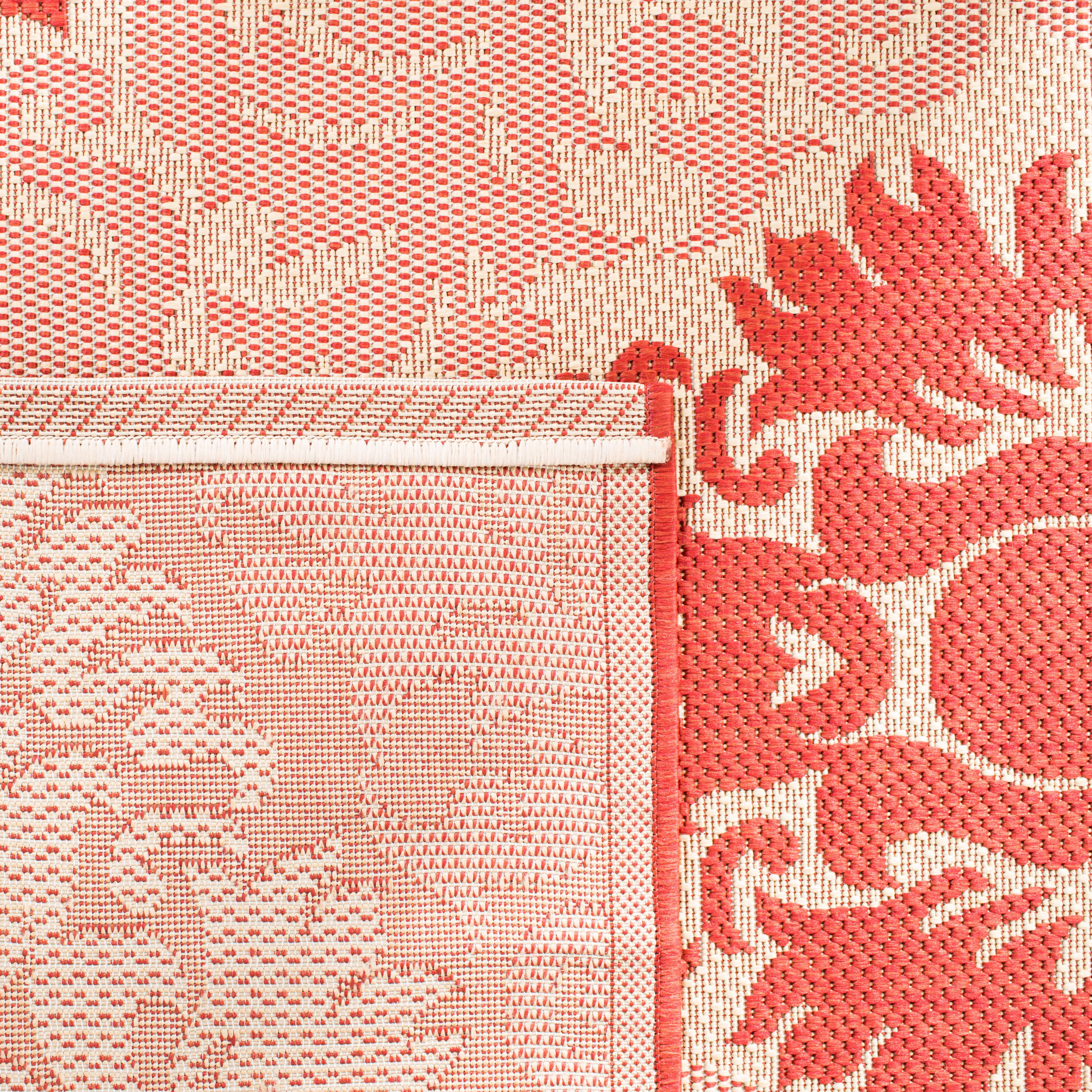 Safavieh Courtyard Jessie Damask Indoor/Outdoor Area Rug, Natural/Red, 5'3" x 7'7"