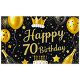 thumbnail image 2 of Glamorous Black and Gold Happy 70th Birthday Banner with Balloons Cakes and Champagne Party Decoration Backdrop for Birthday Party Photography Props Decorations, 2 of 8