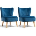 thumbnail image 1 of Gymax 2PCS Accent Chair Armless Leisure Chair Single Sofa w/ Wood Legs Blue, 1 of 10