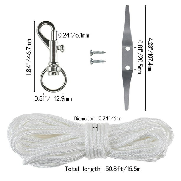 2 Piezas De Clip De Anillo De Asta De Bandera Con Gancho Fijo Anti Envoltura De Plástico Blanco