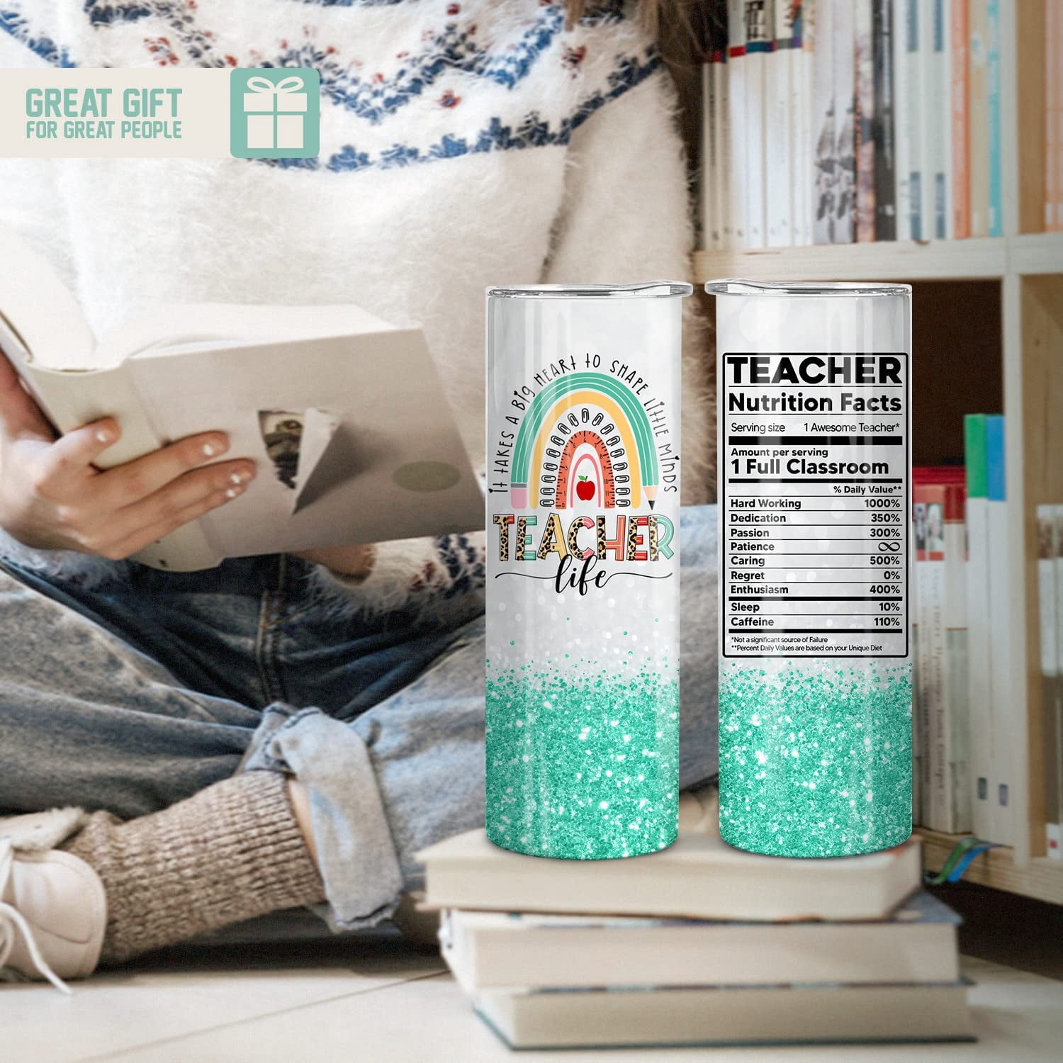 Teacher Gifts for Women - Teacher Appreciation Gifts from Students - Teacher Birthday Gifts, Teacher Christmas Gifts - It Takes a Big Heart to Shape Little Minds - 20oz Teacher Tumbler