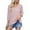 Pink, variant on Summer Fashion 3/4 Sleeve T Shirts for Women Plus Size Round Neck Patchwork Lace Sleeves Solid Color