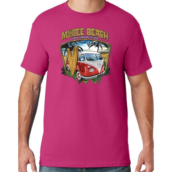 Mens LAZY DAYS MYRTLE BEACH South Carolina T-shirt, 3XL Cyber Pink