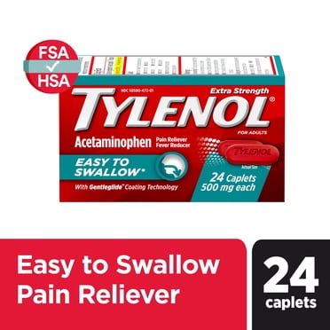Tylenol Extra Strength Acetaminophen, Easy to Swallow Caplets, 24 Count