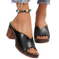 thumbnail image 4 of Willtoo Women's Summer Square High Heel Open Toe Slip On Sandals Breathable Comfortable Casual Yoga Walking Shoes, 4 of 5
