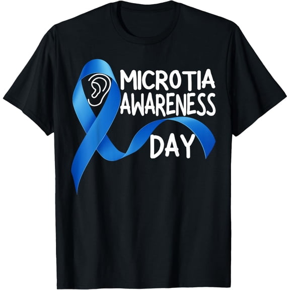 Microtia National Awareness Day Ribbon and Ear T-Shirt men and women can wear, black, white, gifts