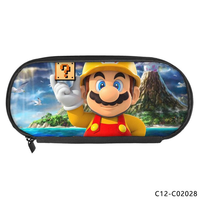 Mario anime peripheral single-layer children's pencil bag vertical square polyester student stationery pencil bag