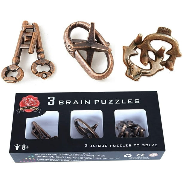 Brain Teaser Puzzle Set of 3 Lock andUnlocking Brain Puzzles Kids Lock
