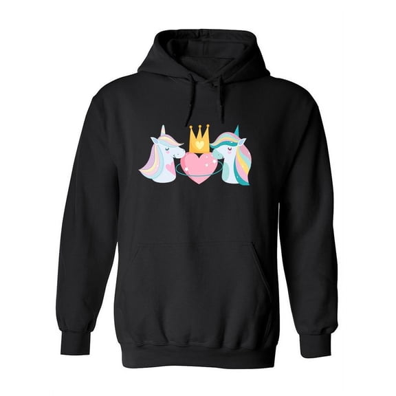 Unicorns With Crown And Heart Hoodie Women -Image by Shutterstock, Female x-Large