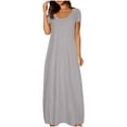 thumbnail image 6 of Lenago Women's Summer Dress Plus Size Deep V-Neck Standard-Fit Short Sleeve Casual Loose Tank Dress Party Beach Dress with Pockets Solid Maxi Party Dress, 6 of 8