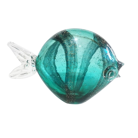 12" Blue and Clear Glass Glittered Fish Tabletop Decoration
