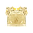 thumbnail image 4 of vastwit Toddler Girls Blouses Metallic Shirts Party Tops Ruffle Short Sleeve Tee Concert T-shirt Gold 18-24M, 4 of 7