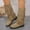 #379-Khaki, variant on Woman's Western Boots, Fashion Casual Winter Design with Solid Color Vintage Style, Versatile Fringed Mid-Calf Mid-Heel Tall Shaft for Daily Wear and Country Outfits