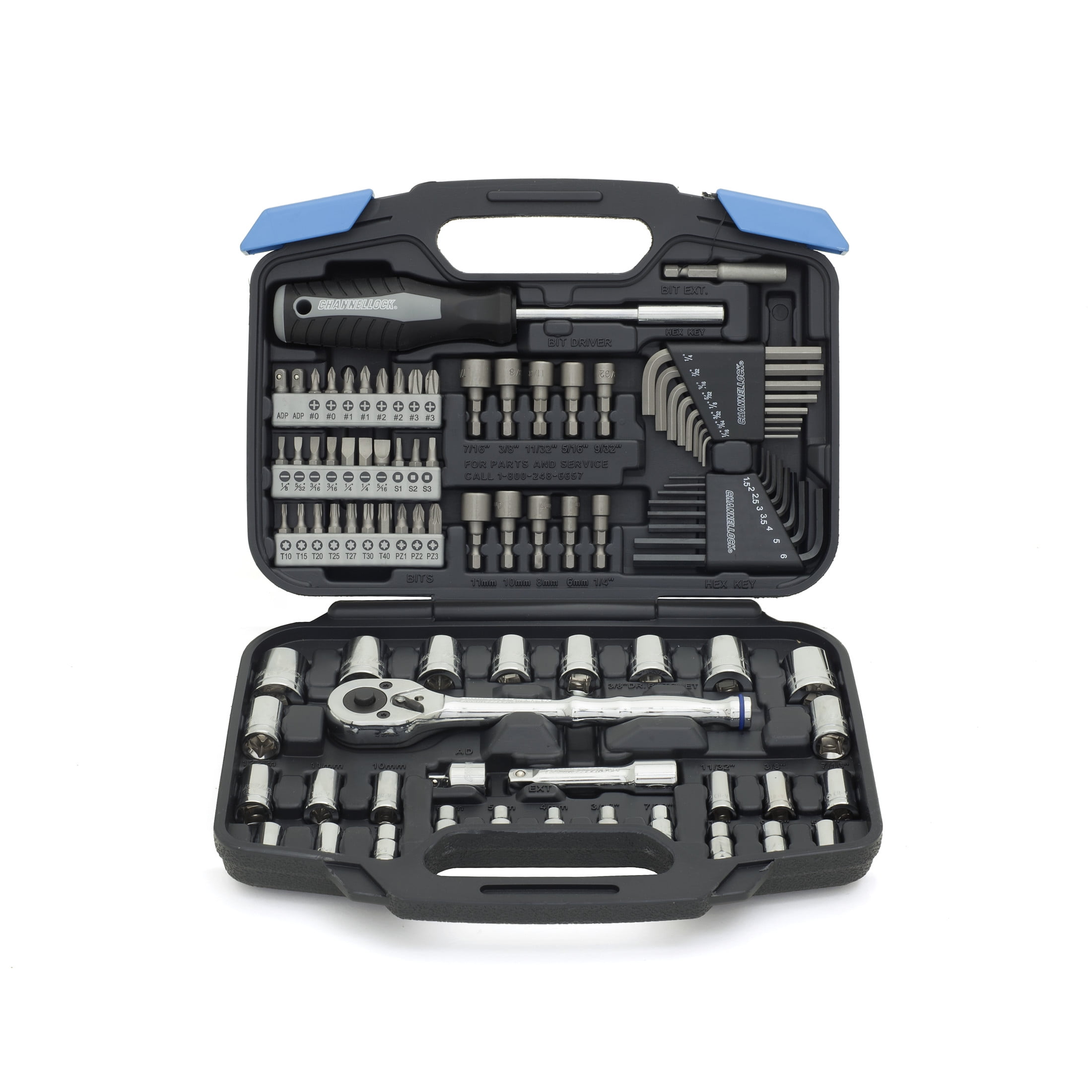 CHANNELLOCK Mechanic's Tool Set, Includes Standard and Deep-Well SAE and Metric Sizes, Durable Molded Case, 94 pieces (39070)