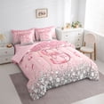 thumbnail image 2 of Erosebridal Dreamy Glitters Print Bedding Comforter Set for Girls, Pink Bling S Letter King Bedding Sets, Pink Reversible 7-Piece, 2 of 6