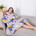 thumbnail image 5 of Oversized Wearable Blanket Hoodie,LightPurple Cartoon Dinosaurs Eggs Pattern Sherpa Blanket Hoodie with Super Pockets,Super Warm Fuzzy Pullover for Women & Men, 5 of 6