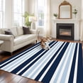 thumbnail image 3 of Area Rug 60×96in, Dark Light Blue Geometric Stripe Floor Carpet Living Room Rug, Modern Minimalist Lines Non-Slip Welcome Mat Indoor Rugs for Bedroom Dining Room, 3 of 9