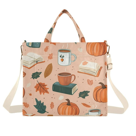 FORMRS Womens Corduroy Tote Bag Crossbody Shoulder Handbag with Pocket, Pink Fall Coffee