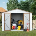 thumbnail image 3 of Ouyessir 8' x 6' Outdoor Metal Storage Shed, Steel Garden Shed with Double Lockable Doors, Large Outdoor Storage Shed for Garden,Backyard, Patio, Lawn,Floor Not Included, 3 of 11