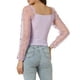 thumbnail image 3 of INSPIRAR CHIC Blusa Casual de Cuello Cuadrado con Estampado de Estrellas de Malla Transparente de Manga Larga Texturizada Color Púrpura Claro XS, 3 of 5