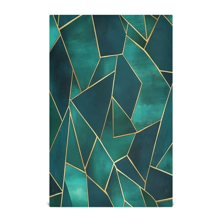 

WOBOGO Green Gold Foil Pattern Kitchen Towel 4 Piece Large Cotton Dishcloth Premium Absorbency Set with Hanging Loop