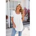 thumbnail image 6 of Spring And Summer Square Neck Bell Sleeve Pleated Short Sleeve Loose T-shirt For Women, 6 of 9