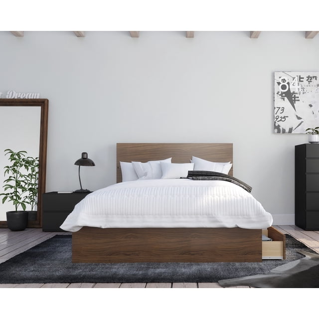 Nexera 3-Piece Bedroom Set With Bed Frame, Brown, Full