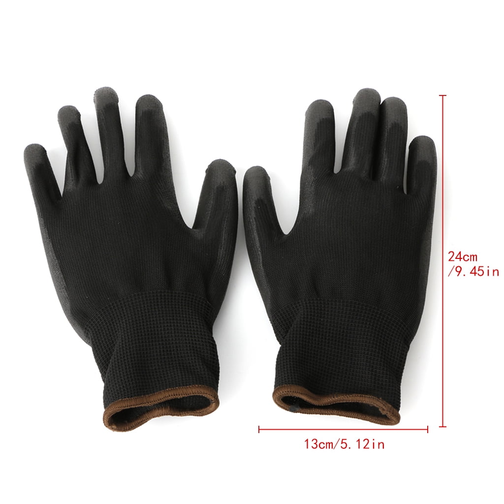 24 X Pairs Of Black Nylon Pu Grip Safety Work Gloves Builders Gardening Mechanic 