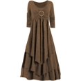 thumbnail image 4 of Robes de Printemps pour Femmes Décontractées Manches 3/4 Longue Robe Évasée Basique Plage Vacances Travail Maxi Robe 2025, 4 of 4