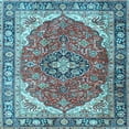 thumbnail image 1 of Ahgly Company Indoor Square Medallion Light Blue Traditional Area Rugs, 6' Square, 1 of 4