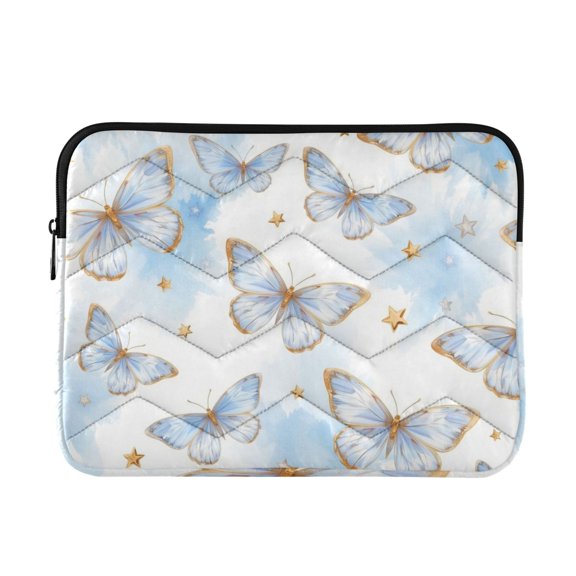 Blue Star Butterfly Printed Laptop Sleeve 13-14 Inch Computer Bag & Laptop Case for Women Men with Zippe for Work Travel
