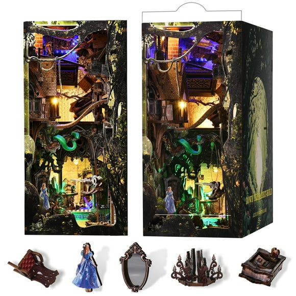 Kit Book Nook Kit MiniCity DIY con inserto de estantería con LED