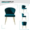 thumbnail image 6 of Velvet Wingback Dining Chair Upholstered Makeup Vanity Chair Gold Metal Legs Home Bedroom Teal, 6 of 8