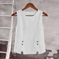 thumbnail image 4 of Husipze Women's Cotton Crew Neck Sleeveless Tank Top with Side-Button Slit Summer Casual Trendy Crop Tanks 2026 White XXL, 4 of 9