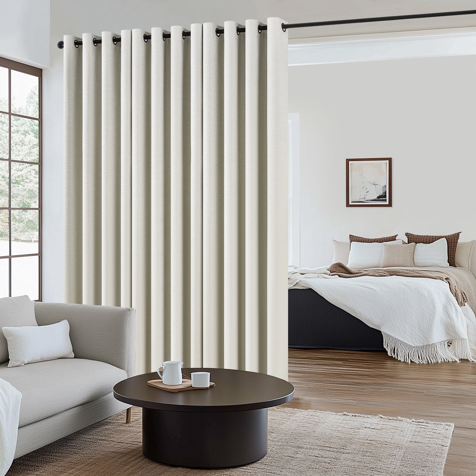 Top Finel Grommet Top Blackout Curtains, Birch, 52" x 108", 2 Panels
