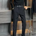 thumbnail image 4 of Pantalones de sastrería social para hombre, pantalones de traje de hombre negros ajustados con rayas, ropa de negocios de alta calidad para primavera, oferta de ropa de trabajo, 4 of 5