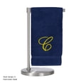 thumbnail image 3 of Monogrammed Bath Towel, Personalized Gift, 27 x 54 inches - Set of 2 - Gold Script Embroidered Towel - 100% Turkish Cotton - Soft Terry Finish - for Bathroom, or Spa - Script C Navy Towels, 3 of 3