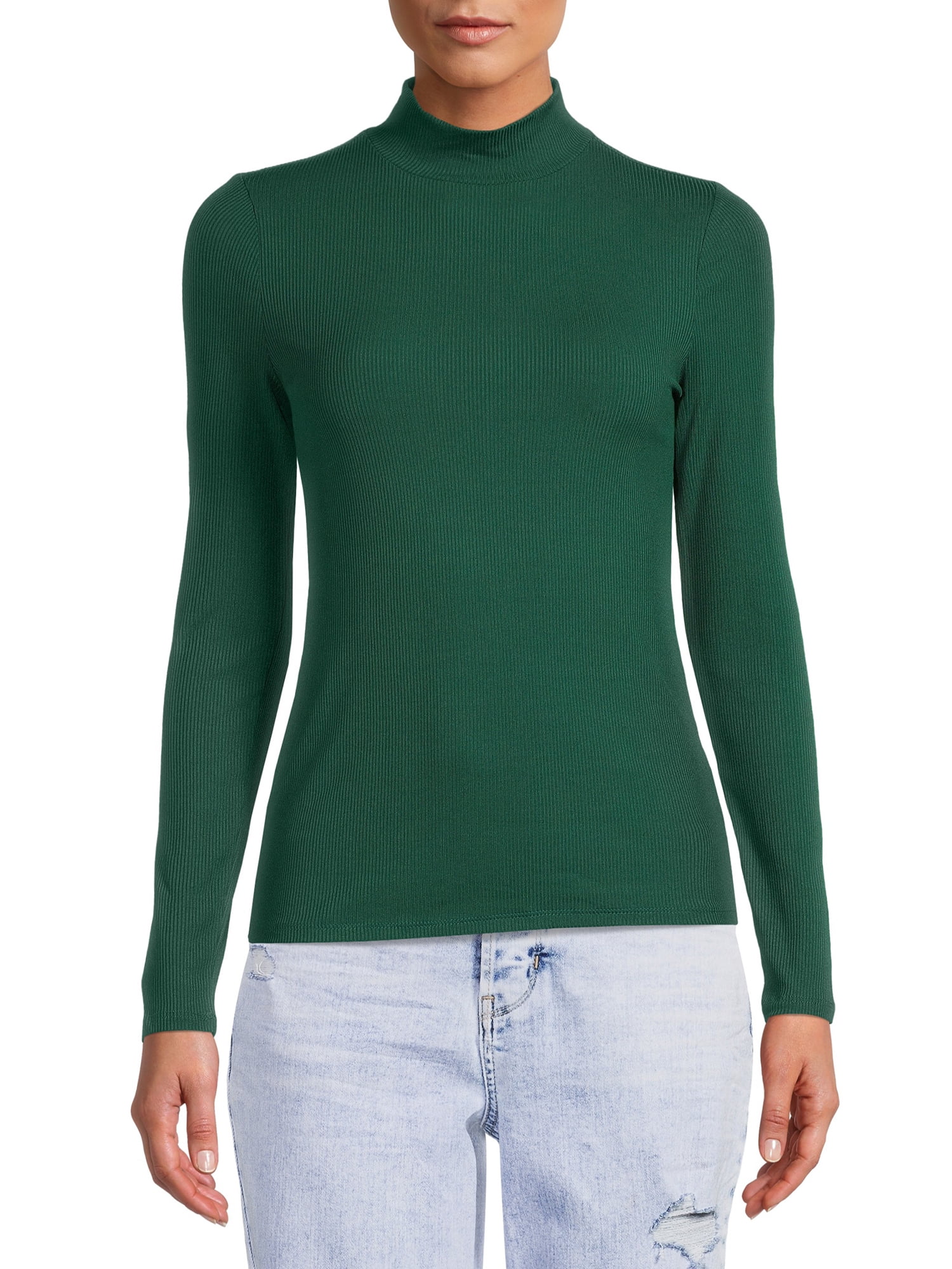 No Boundaries Women's Juniors Long Sleeve Mock Neck Top, 2-Pack
