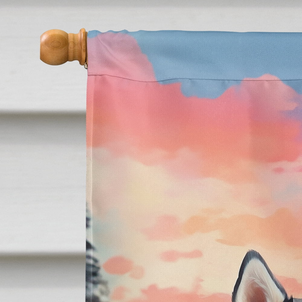 Siberian Husky Two Hearts House Flag 28 in x 40 in