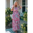 thumbnail image 3 of Women's Wrap V Neck Floral Maxi Dress, 3 of 17