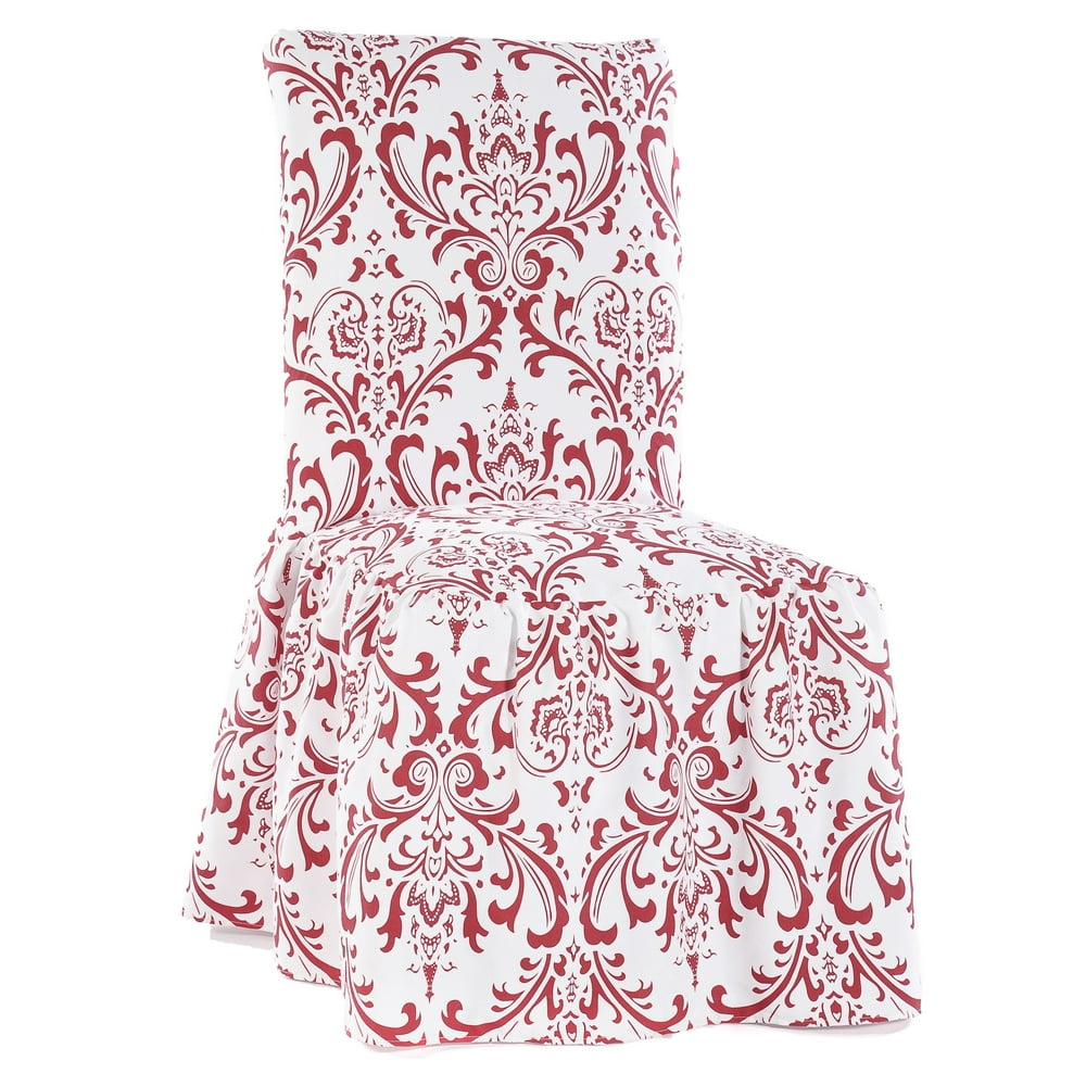 Classic Slipcovers Damask Print Ruffled Dining Chair Slipcovers (Set of