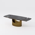 thumbnail image 3 of POVISON 71"-95"Extendable Hobart Modern Dining Table For 6-10, Black Rectangular Matte Sintered Stone Tabletop, Bronze Carbon Steel Leg, 3 of 8