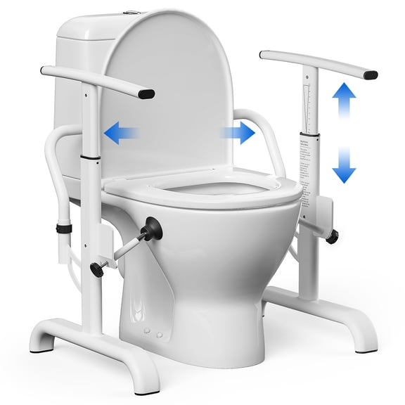 Loyoda Toilet Safety Rails for Seniors, Super Sturdy Toilet Safety Frame, Freestanding Bathroom aid, White, 350 lb Limit