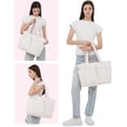 thumbnail image 6 of Puffer Tote Bag for Women, Shoulder Bag Handbag with Cup Holder & 15.6" Laptop Compartment & Trolley Sleeve for Travel, Work, Nurse, Lightweight, 20L, 6 of 6